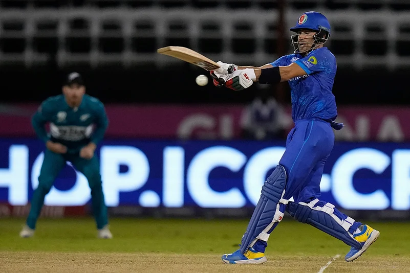 Rahmanullah Gurbaz bats against New Zealand